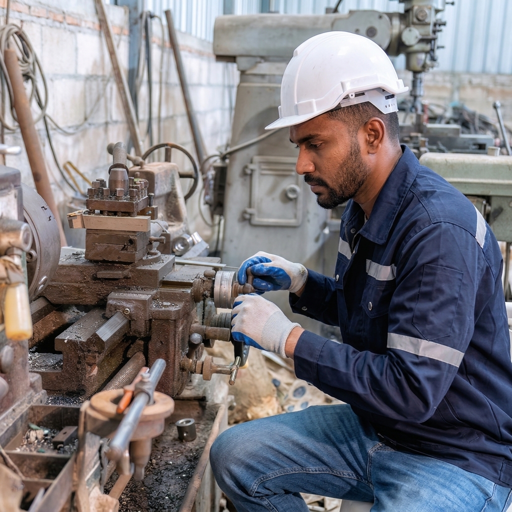 LM Workshop engineers working on industrial machinery